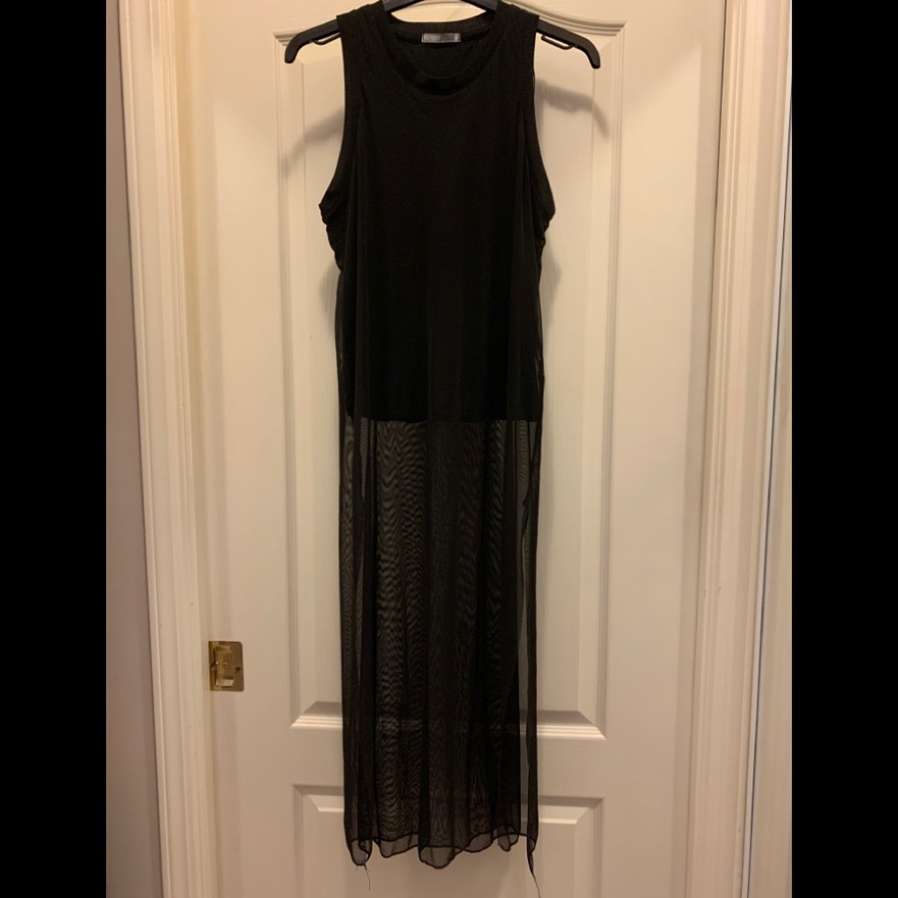 Zara black sheer shirt dress